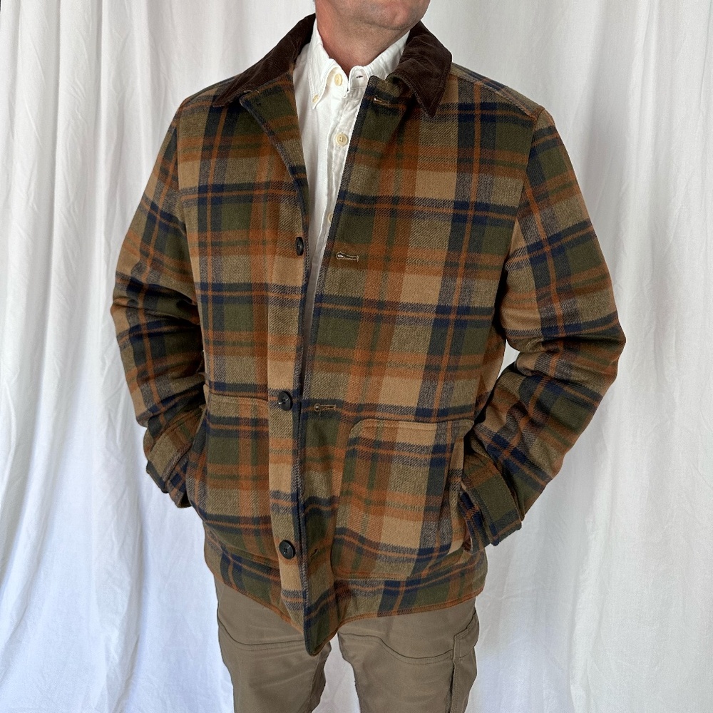 NWT Banana Republic Olive Plaid Men’s Flannel Chore Coat (Large)